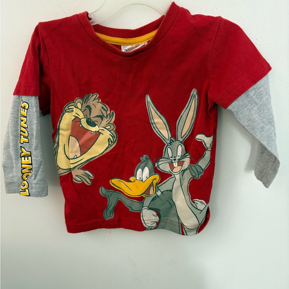 Warner Bros. Red & Gray Kids Layered-Look Long Sleeve Shirt unisex 2years